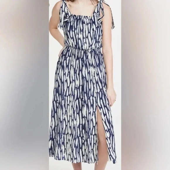 Jason Wu Sleeveless Dress with Shoulder Ties in Spring Navy Multi SZ6 Maxi Dress - Picture 1 of 16